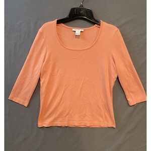 Sarah Spencer Shirt Womens 1X Pink 3/4 Sleeve Scoop Neck Tee Pima Cotton